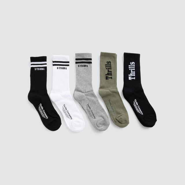 Minimal Thrills 5 Pack Sock Multi Colour