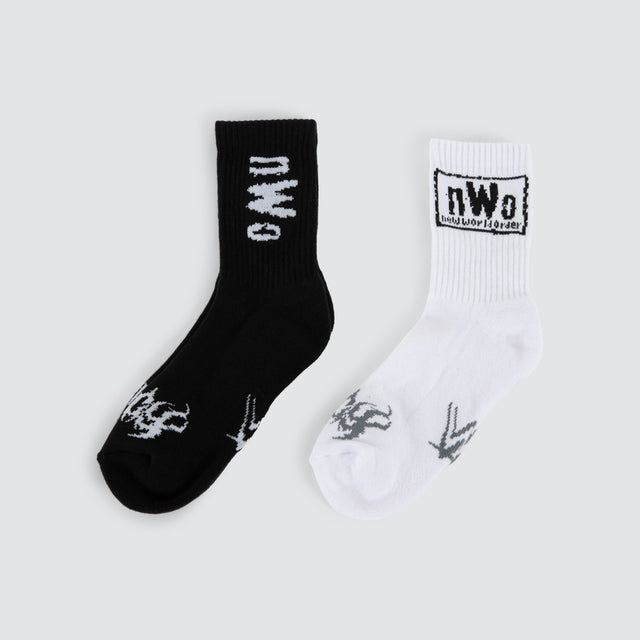 Model wears NWO 4 Life Crew 2 Pack Socks Jet Black/White Socks White – image 1