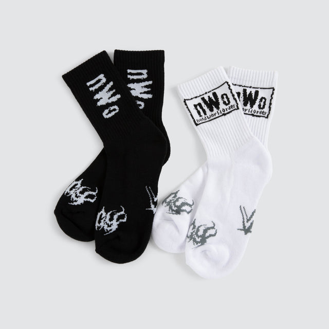 Model wears NWO 4 Life Crew 2 Pack Socks Jet Black/White Socks White – image 2