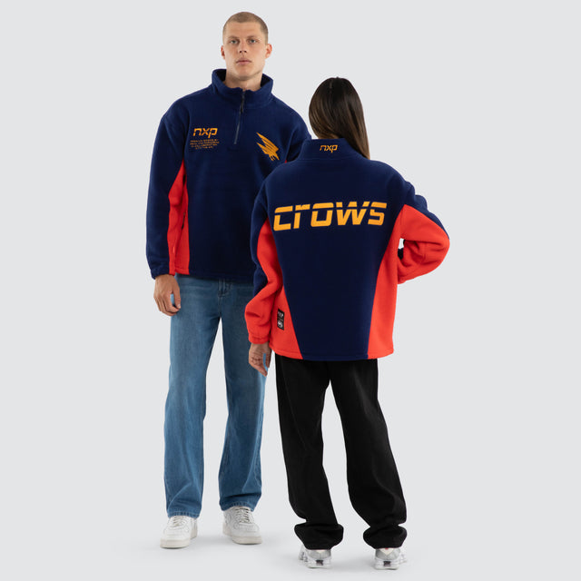 Model wears Adelaide Crows AFL Defence Pullover Navy/Red Jumpers Navy – image 3