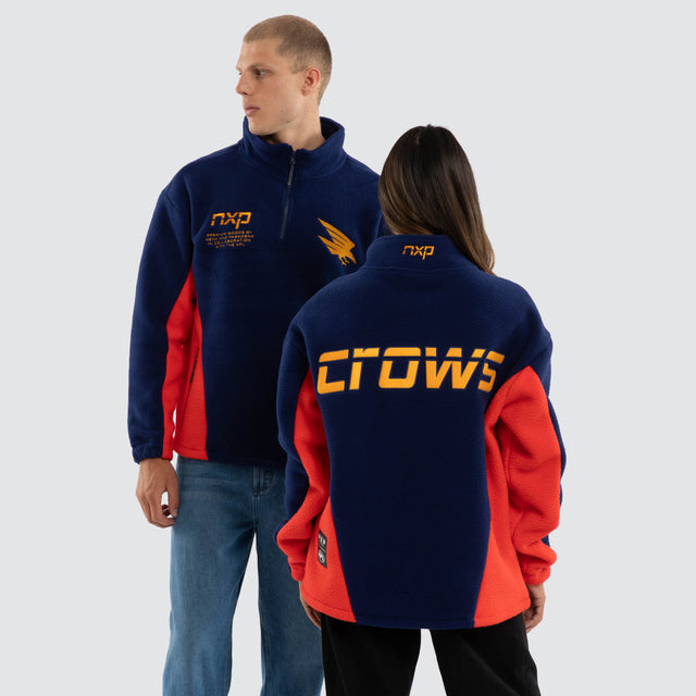 Model wears Adelaide Crows AFL Defence Pullover Navy/Red Jumpers Navy – image 1