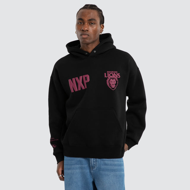 Brisbane Lions AFL Top Tier Hoodie Jet Black