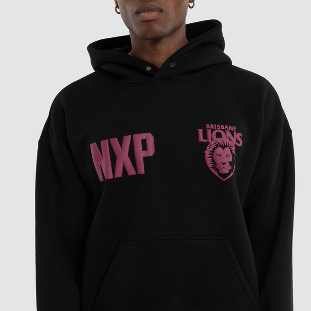 Brisbane Lions AFL Top Tier Hoodie Jet Black