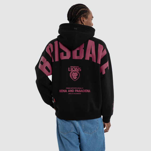 Brisbane Lions AFL Top Tier Hoodie Jet Black