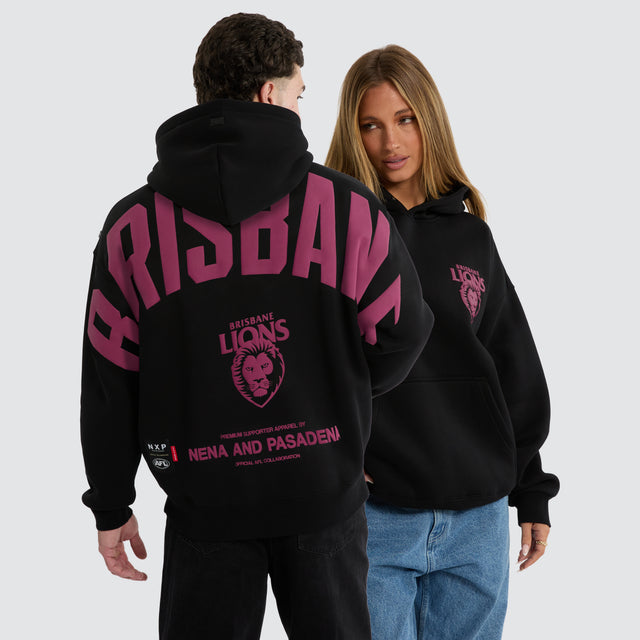Brisbane Lions AFL Top Tier Hoodie Jet Black
