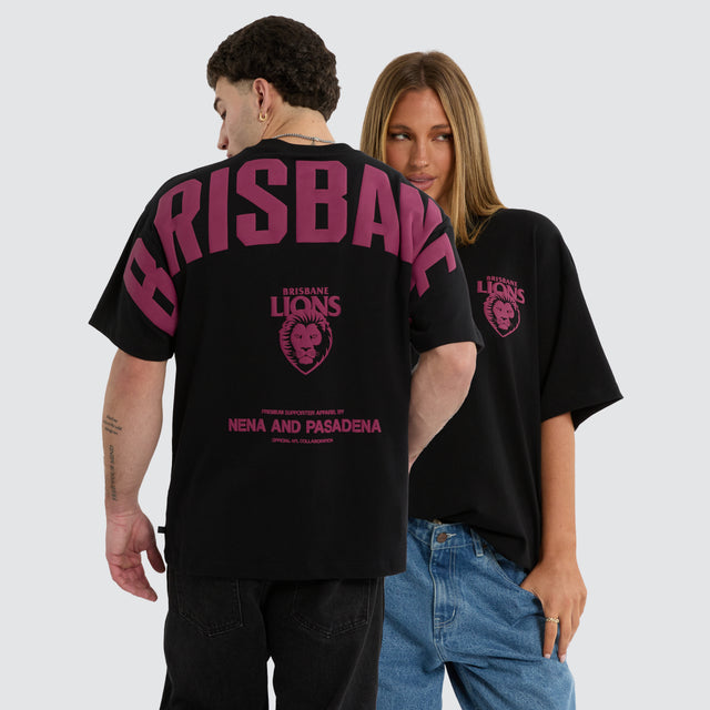 Brisbane Lions AFL Archive Raptor Tee Jet Black