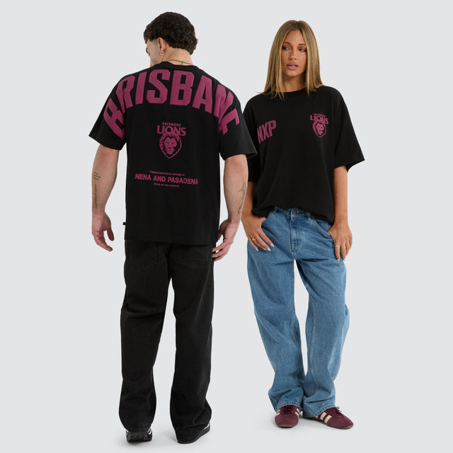 Brisbane Lions AFL Archive Raptor Tee Jet Black