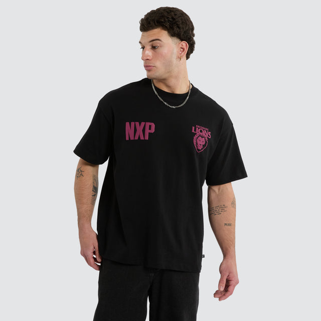 Brisbane Lions AFL Archive Raptor Tee Jet Black