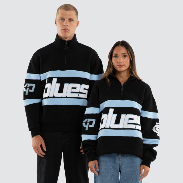 Model wears Carlton Blues AFL Allied Pullover Jet Black Jumpers Black – image 1