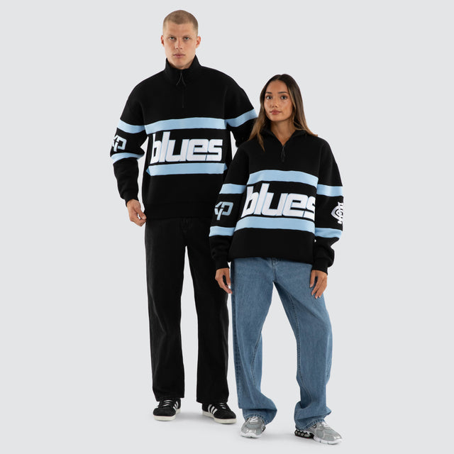 Model wears Carlton Blues AFL Allied Pullover Jet Black Jumpers Black – image 3