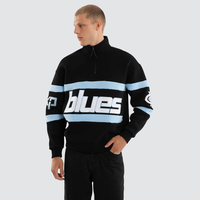 Model wears Carlton Blues AFL Allied Pullover Jet Black Jumpers Black – image 2