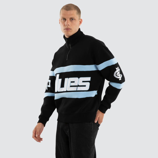 Model wears Carlton Blues AFL Allied Pullover Jet Black Jumpers Black – image 4