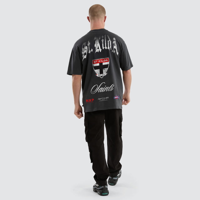 St Kilda Saints AFL Vintage Goth Tee Pigment Asphalt
