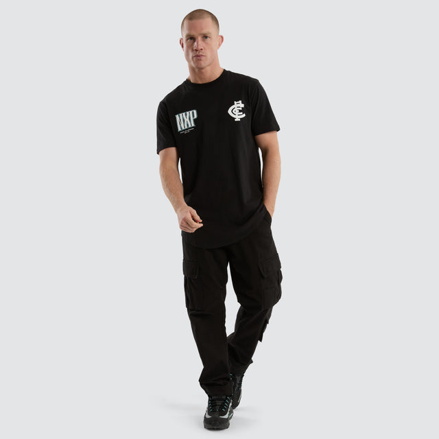 model wears Carlton Blues AFL Legend Tee Jet Black T-Shirts Black - image 4