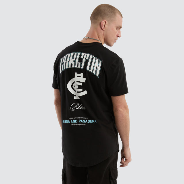 model wears Carlton Blues AFL Legend Tee Jet Black T-Shirts Black - image 1