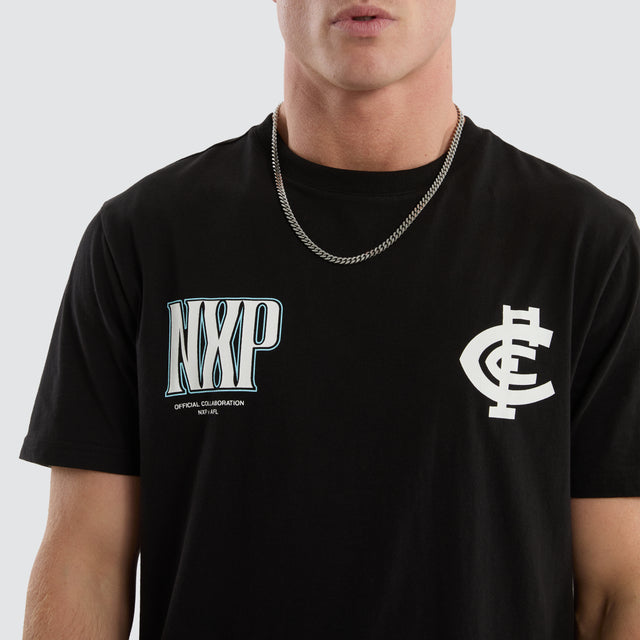 model wears Carlton Blues AFL Legend Tee Jet Black T-Shirts Black - image 3