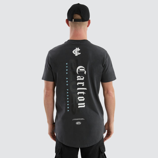 model wears Carlton Blues AFL Resident Tee Pigment Asphalt T-Shirts Grey - image 1