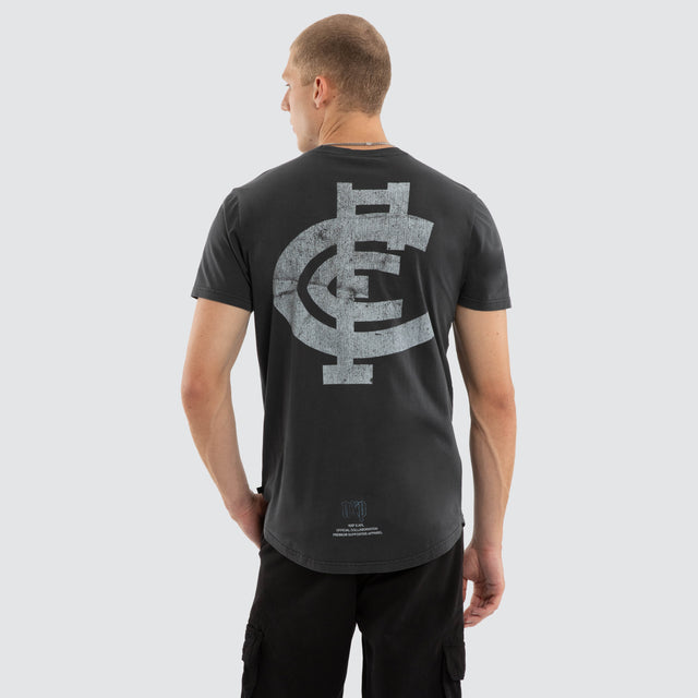 Model wears Carlton Blues AFL Active Vintage Tee Pigment Asphalt T-Shirts Grey – image 1