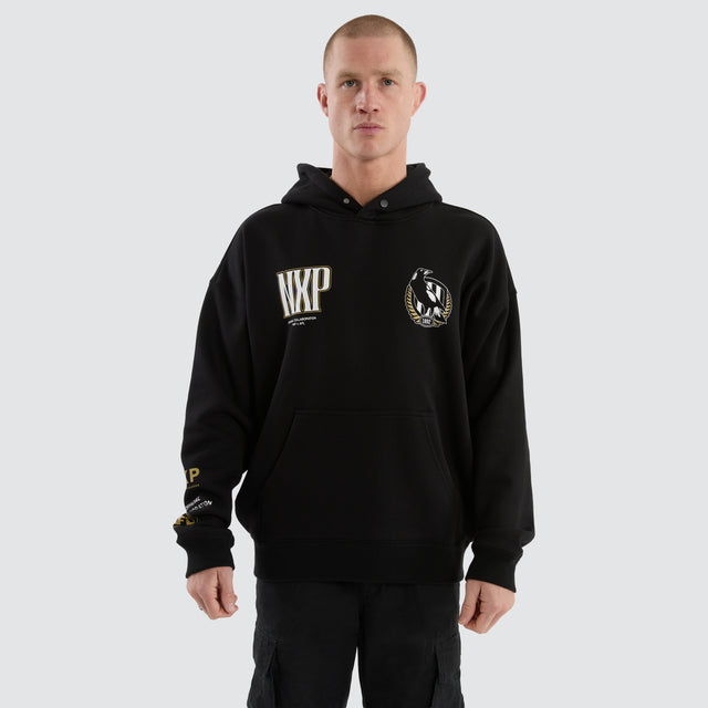Collingwood Magpies AFL Fighter Hoodie Jet Black