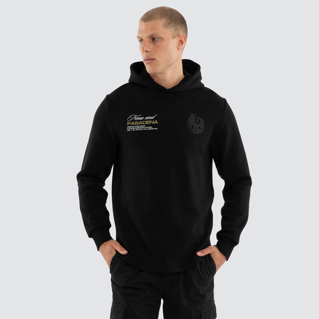 Model wears Collingwood Magpies AFL Recovery Hoodie Jet Black Hoodies Black – image 2