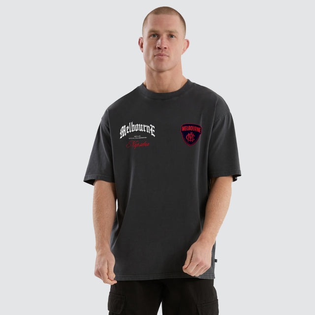 Melbourne Demons AFL Vintage Goth Tee Pigment Asphalt