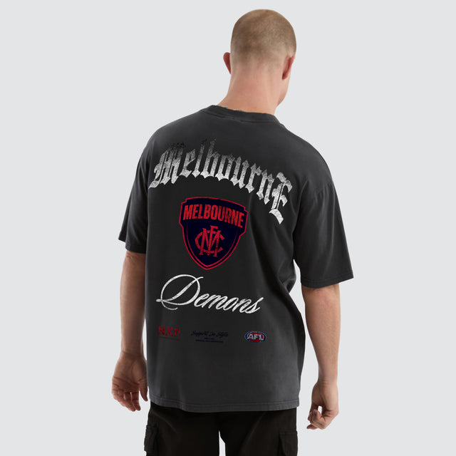 Melbourne Demons AFL Vintage Goth Tee Pigment Asphalt