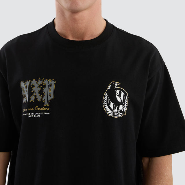 Collingwood Magpies AFL Fallback Tee Jet Black