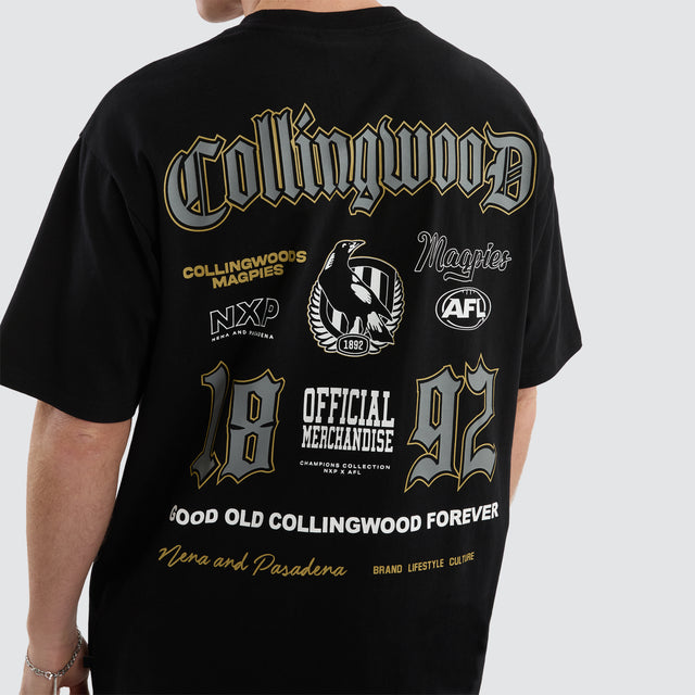 Collingwood Magpies AFL Fallback Tee Jet Black
