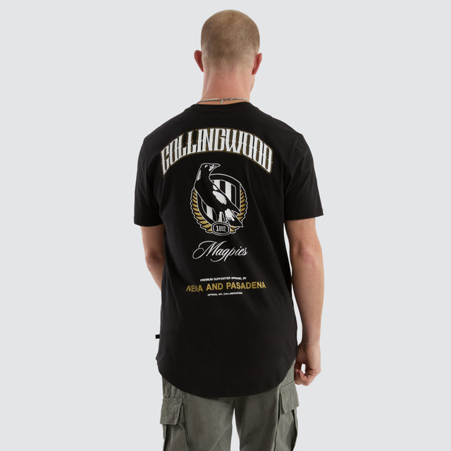 model wears Collingwood Magpies AFL Legend Tee Jet Black T-Shirts Black - image 1