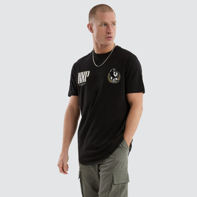 model wears Collingwood Magpies AFL Legend Tee Jet Black T-Shirts Black - image 2