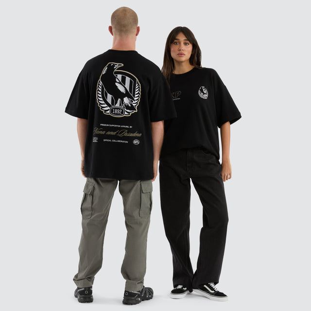 Collingwood Magpies AFL Legacy Loopback Tee Jet Black