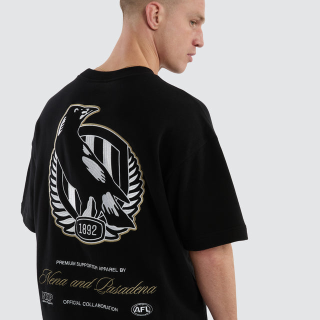 Collingwood Magpies AFL Legacy Loopback Tee Jet Black