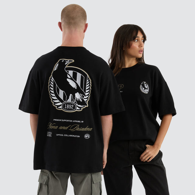 Collingwood Magpies AFL Legacy Loopback Tee Jet Black