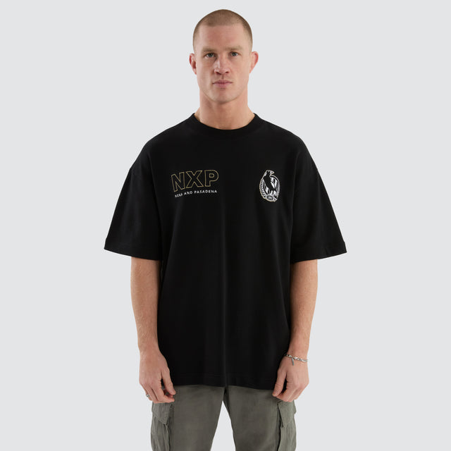 Collingwood Magpies AFL Legacy Loopback Tee Jet Black