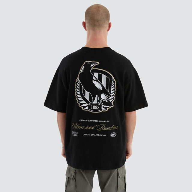 Collingwood Magpies AFL Legacy Loopback Tee Jet Black