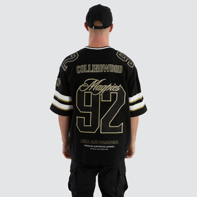 model wears Collingwood Magpies AFL League Loopback Tee Jet Black T-Shirts Black - image 6