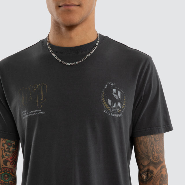 Collingwood Magpies AFL Active Vintage Tee Pigment Asphalt
