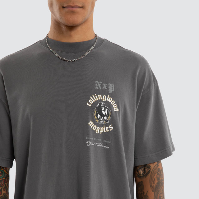 Collingwood Magpies AFL Off-Season Tee Pigment Charcoal