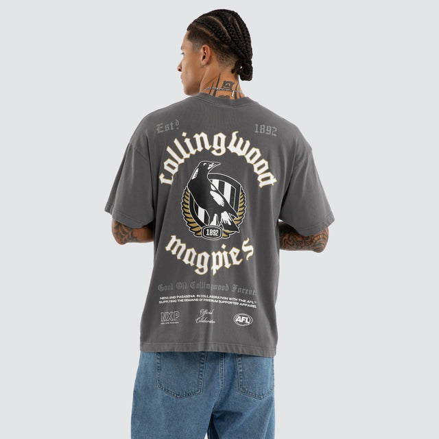 Collingwood Magpies AFL Off-Season Tee Pigment Charcoal