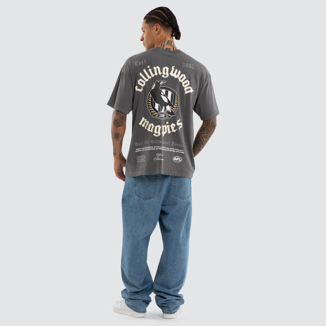 Collingwood Magpies AFL Off-Season Tee Pigment Charcoal