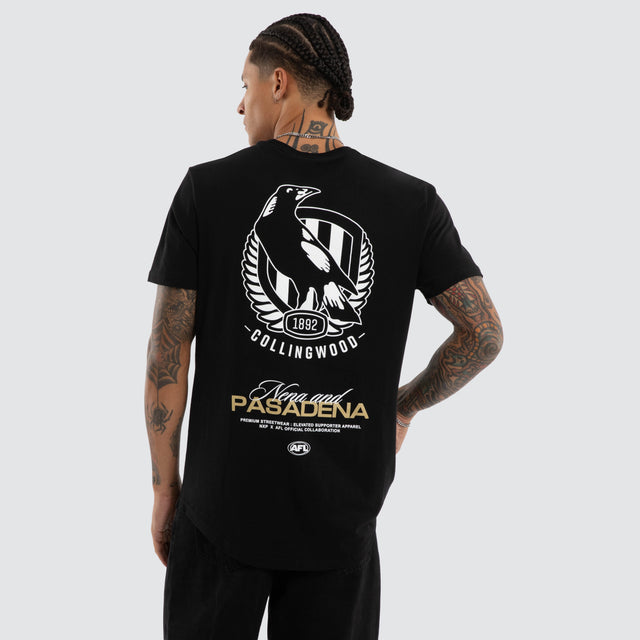 Collingwood Magpies AFL Grand Dual Curved Tee Jet Black