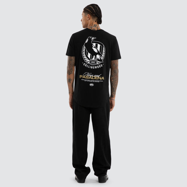 Collingwood Magpies AFL Grand Dual Curved Tee Jet Black