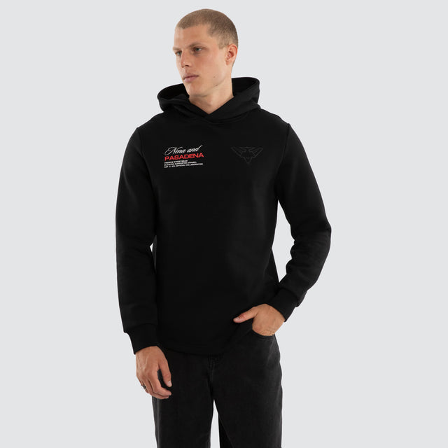 Model wears Essendon Bombers AFL Recovery Hoodie Jet Black Hoodies Black – image 2