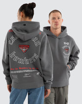 Essendon Bombers AFL Tag Box Fit Hoodie Charcoal