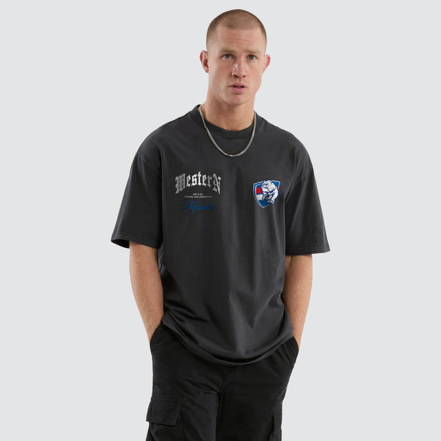 Western Bulldogs AFL Vintage Goth Tee Pigment Asphalt