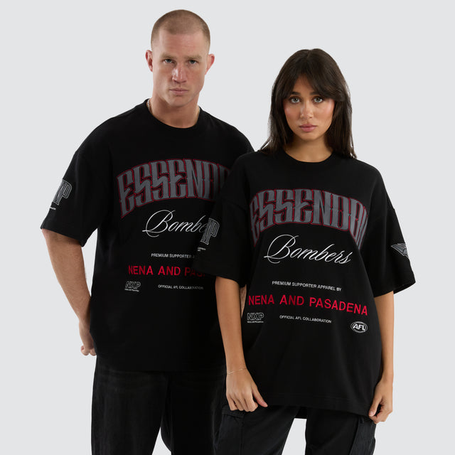 Essendon Bombers AFL Game-On Loopback Tee Jet Black