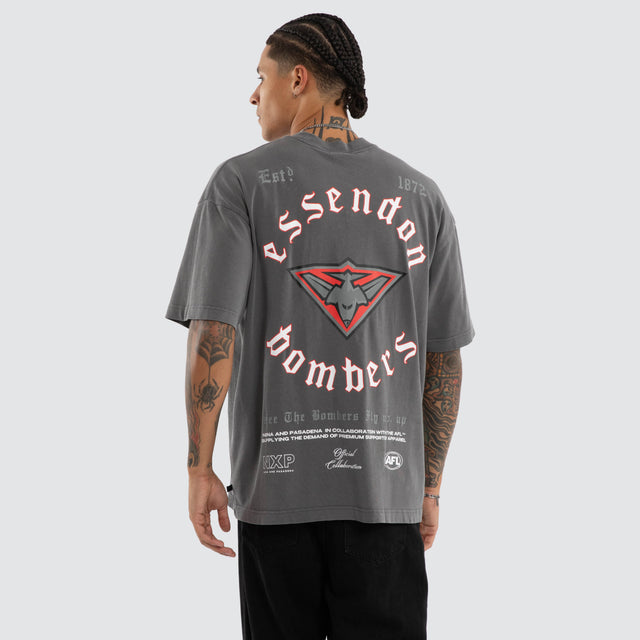 Essendon Bombers AFL Off-Season Tee Pigment Charcoal