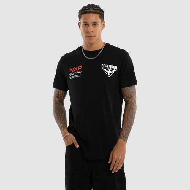 Essendon Bombers AFL Grand Dual Curved Tee Jet Black