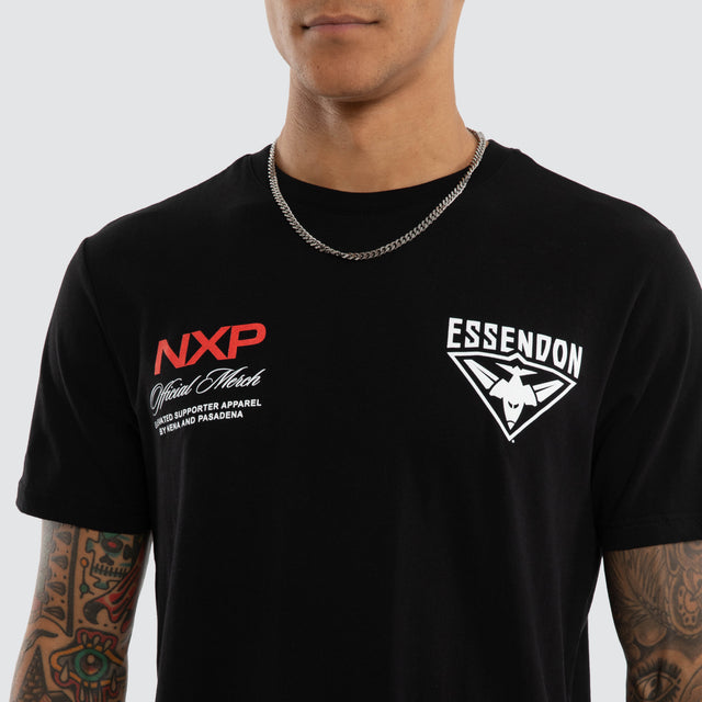 Essendon Bombers AFL Grand Dual Curved Tee Jet Black