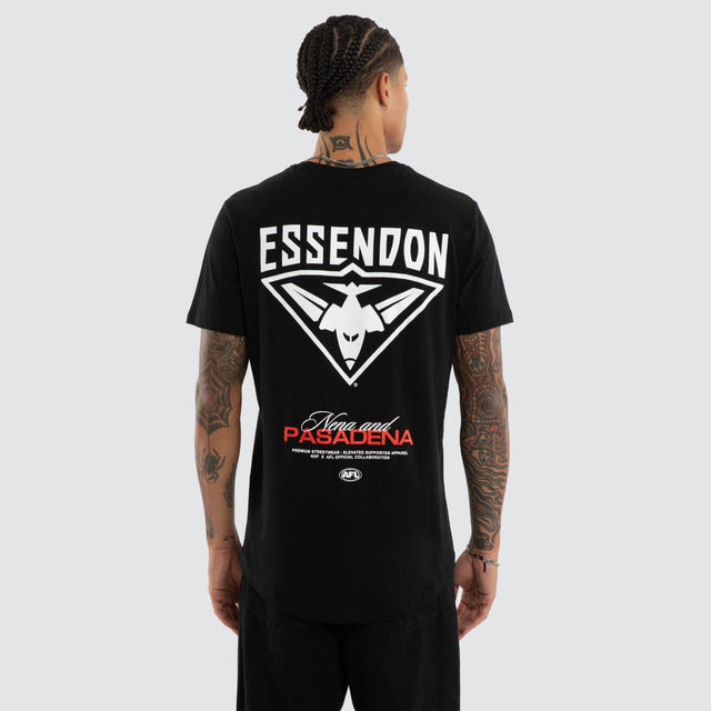 Essendon Bombers AFL Grand Dual Curved Tee Jet Black